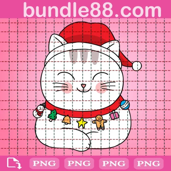 Cat With Santa Claus's Hat Png