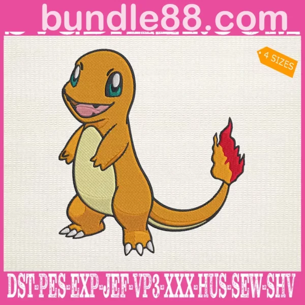 Charmander Pokemon Embroidery Design