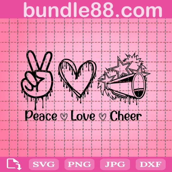 Cheer Svg, Peace Love Cheer Svg