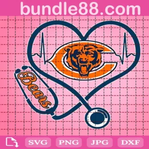 Chicago Bears Heart Stethoscope Svg