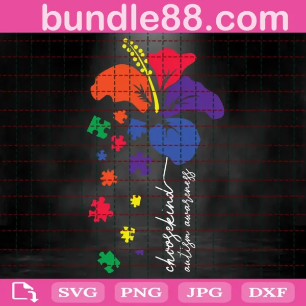 Choose Kind Flower Autism Awareness Svg