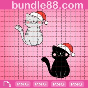 Christmas Black Cat And Gray Cat Clipart