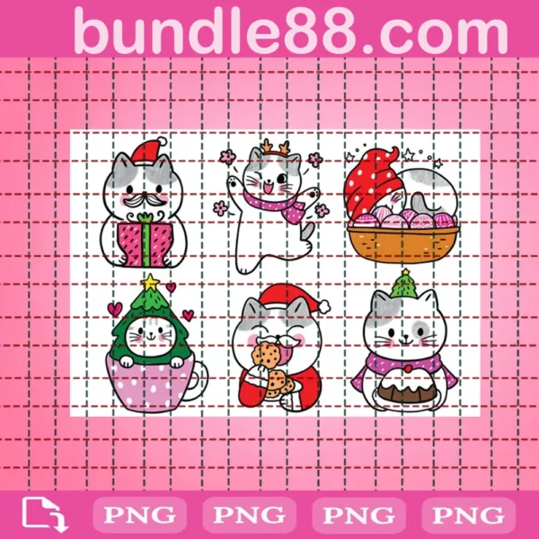 Christmas Cat Bundle Png