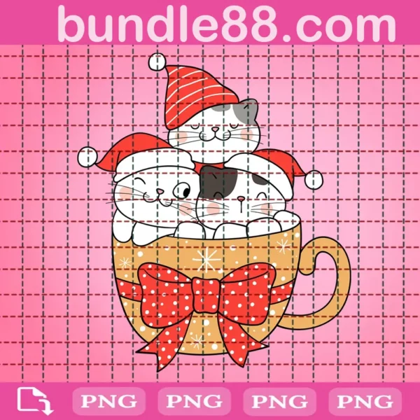 Christmas Cat In Marshmallow Cup Clipart