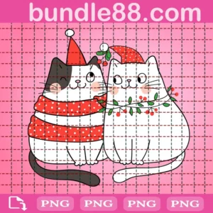 Christmas Cat With Mistletoe Clipart