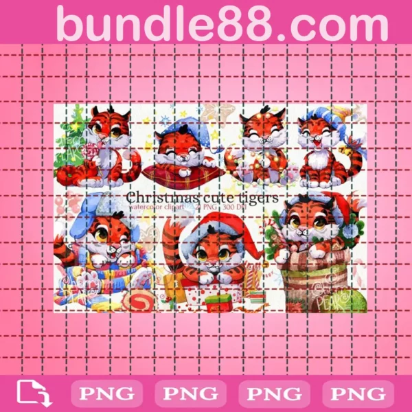 Christmas Cute Tiger Clipart