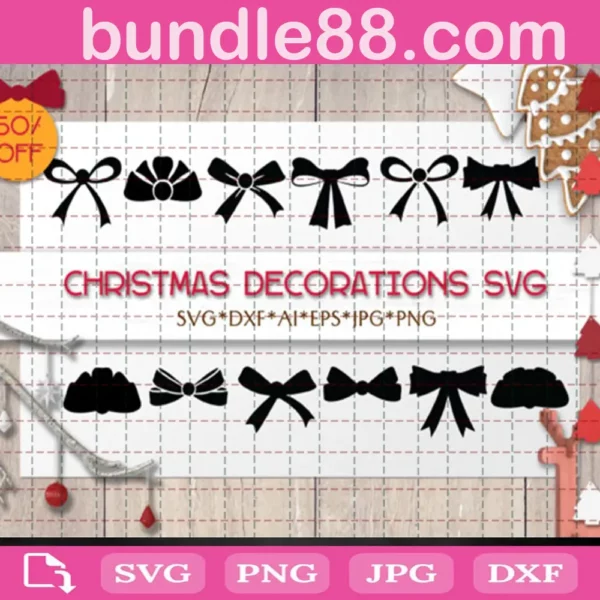 Christmas Decoration Bow Bundle Svg Free