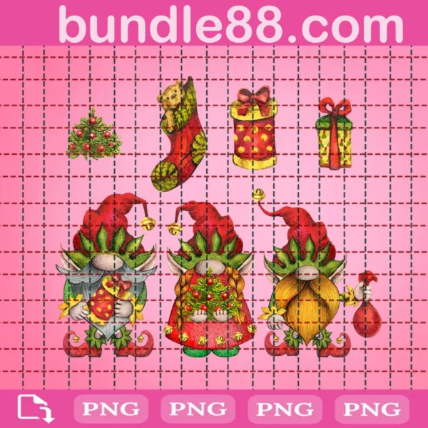 Christmas Gnome Elf Bundle Png