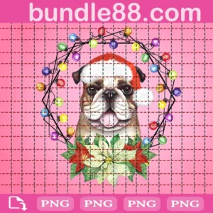 Christmas Puppy In Light Wreath Png