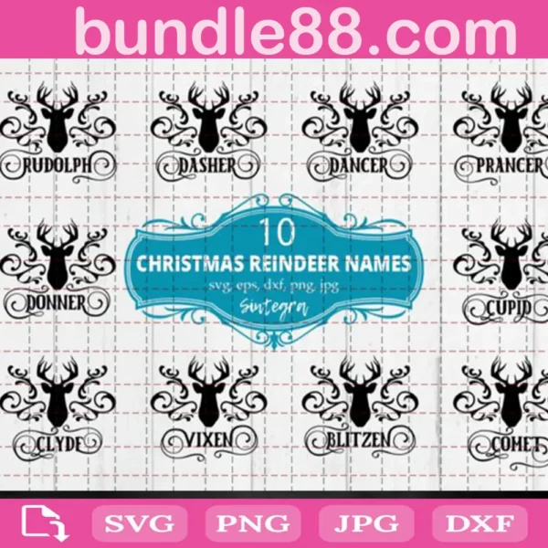 Christmas Reindeer Name Bundle Free