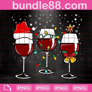 Christmas Wine Glasses With Santa Hat Png