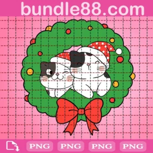 Christmas Wreath Cat Png