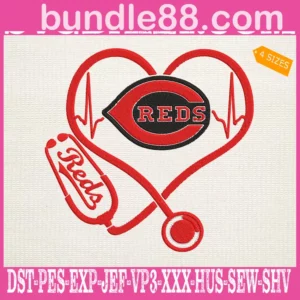 Cincinnati Reds Nurse Stethoscope Embroidery Files