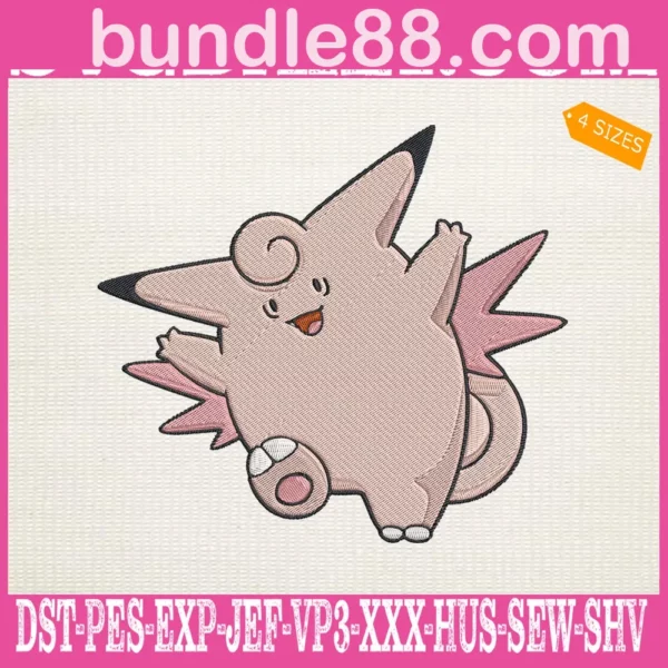 Clefable Pokemon Embroidery Design