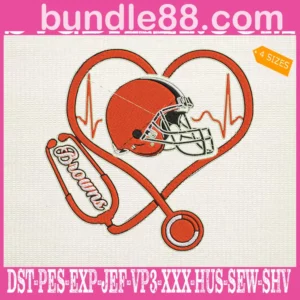 Cleveland Browns Heart Stethoscope Embroidery Files