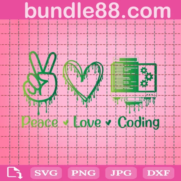 Coding Svg, Peace Love Coding Svg