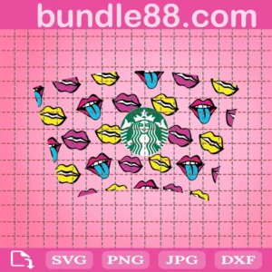 Colorful Mouth Lips Full Wrap For Starbucks Cup Svg Png Eps