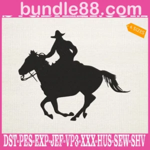 Cowboy Riding Horse Embroidery Files