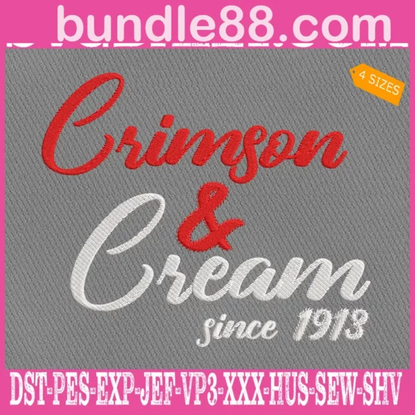 Crimson And Cream Since 1913 Embroidery Files