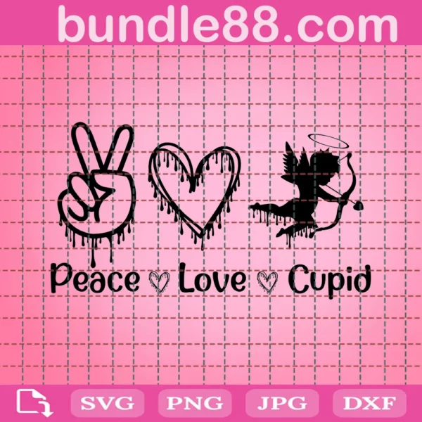 Cupid Svg, Peace Love Cupid Valentine Dripping Svg