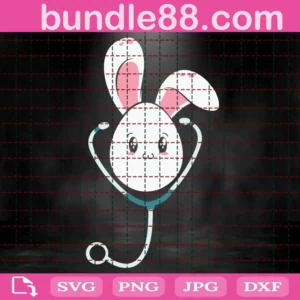 Cute Nurse Bunny Stethoscope Easter Svg