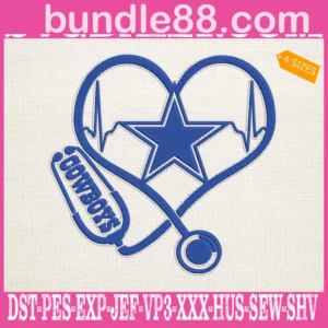 Dallas Cowboys Heart Stethoscope Embroidery Files