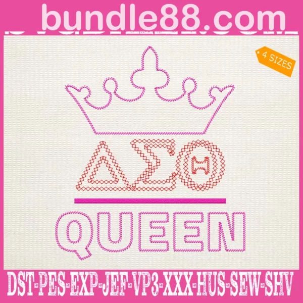 Delta Sigma Theta Queen Embroidery Files