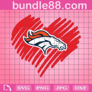 Denver Broncos Football Heart Svg
