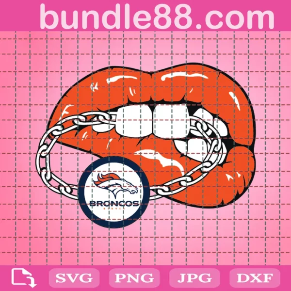 Denver Broncos Sexy Lips Mouth Bite Chain Svg