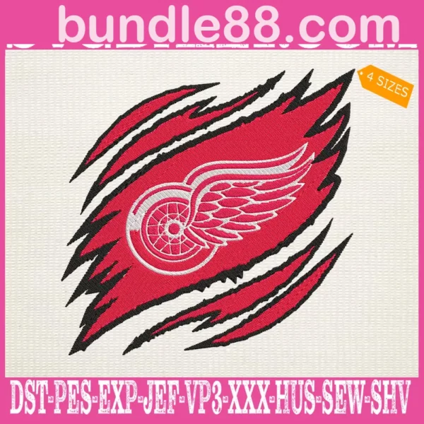 Detroit Red Wings Embroidery Design