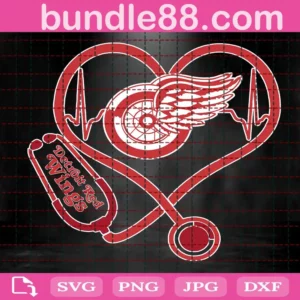 Detroit Red Wings Heart Stethoscope Svg