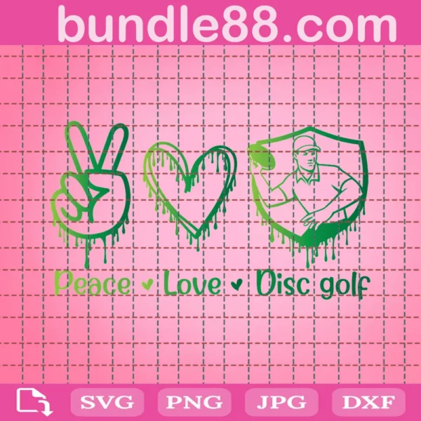 Disc Golf Svg, Peace Love Disc Golf Svg