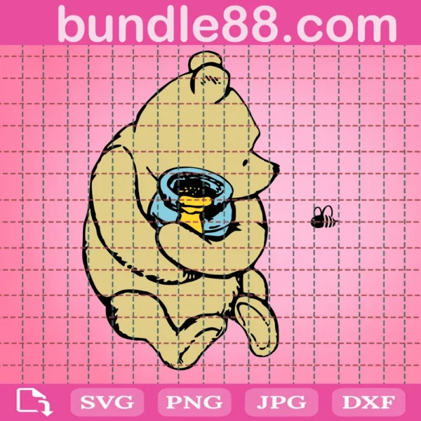 Winnie The Pooh With Honey Svg