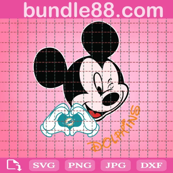 Dolphins Mickey Mouse Football Svg