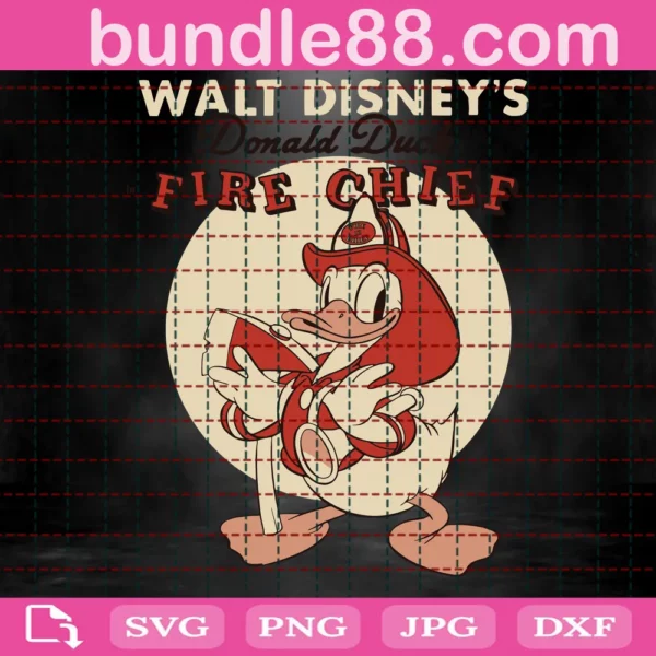 Donald Duck Disney Fire Chief Svg