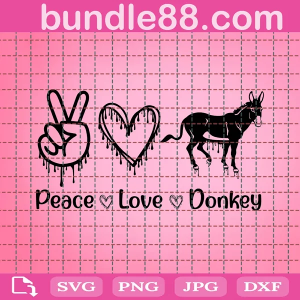 Donkey Svg, Peace Love Donkey Svg