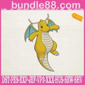 Dragonite Pokemon Embroidery Design
