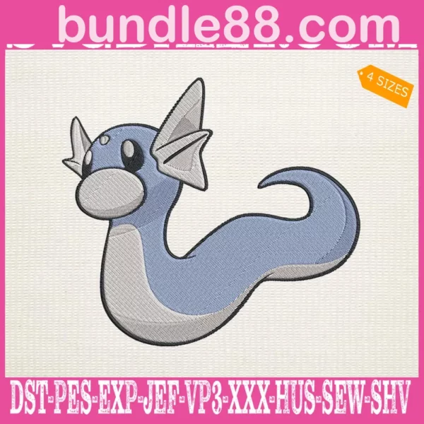 Dratini Pokemon Embroidery Design