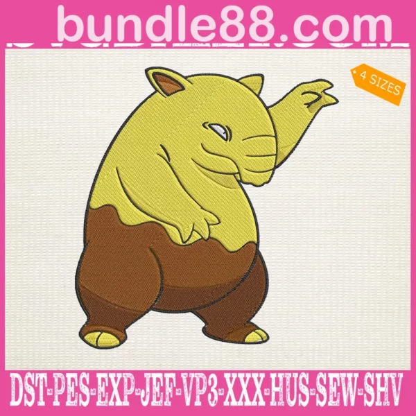 Drowzee Pokemon Embroidery Design