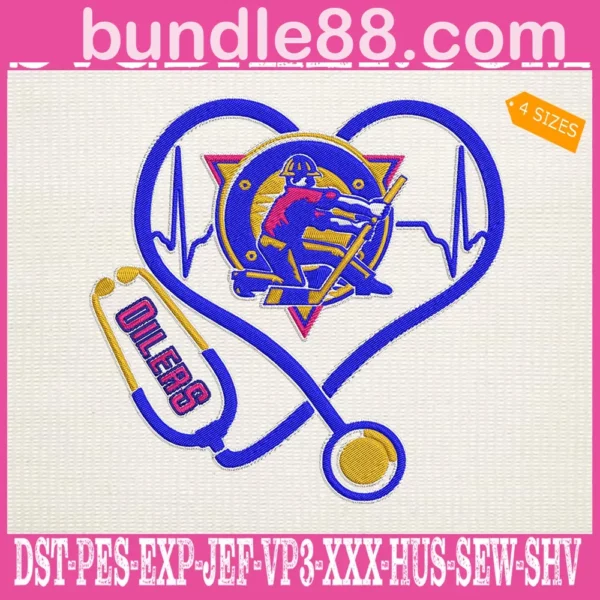 Edmonton Oilers Heart Stethoscope Embroidery Files