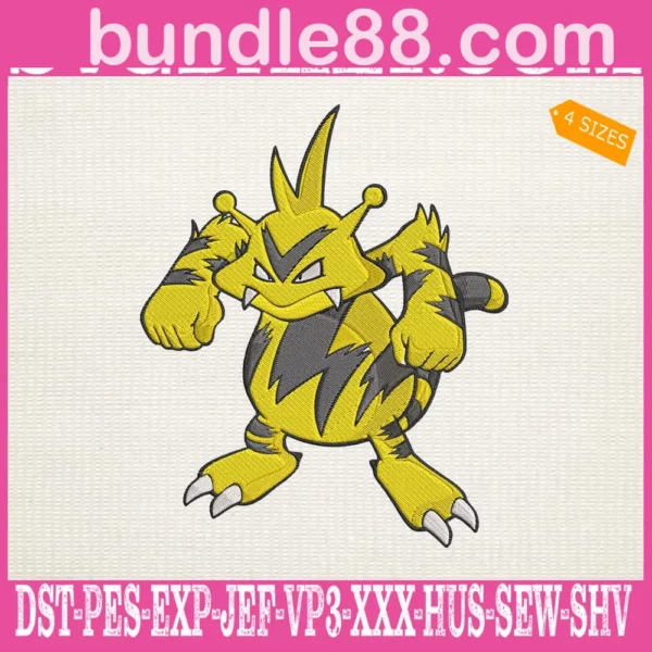 Electabuzz Pokemon Embroidery Design