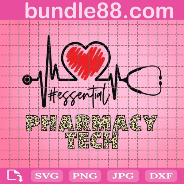 Essential Pharmacy Tech Heartbeat Nurse Svg