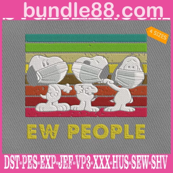 Ew People Snoopy Wear Facemask Embroidery Files