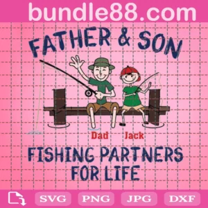Father And Son Fishing Svg