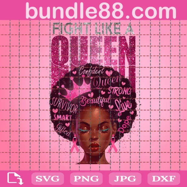 Fight Like A Queen Black Girl Saying Melanin Svg