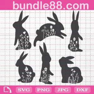 Floral Bunny Bundle Svg Free