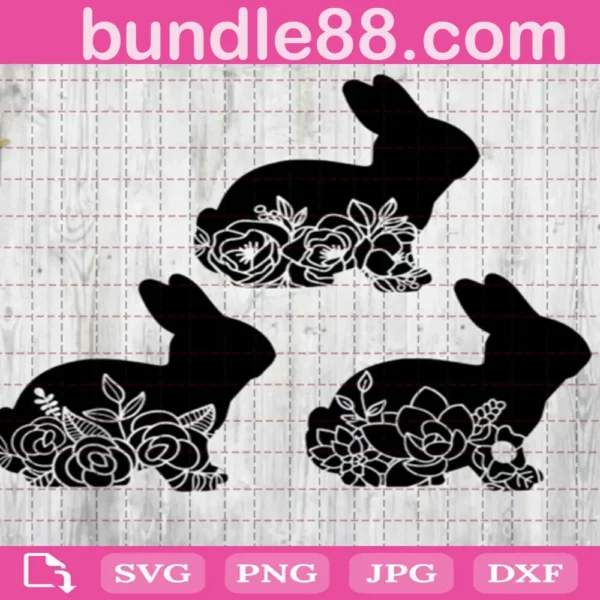 Floral Easter Bunny Bundle Svg Free