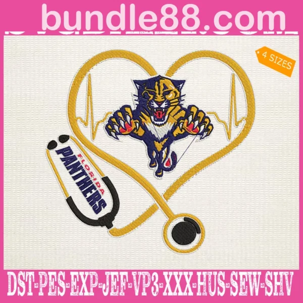 Florida Panthers Heart Stethoscope Embroidery Files