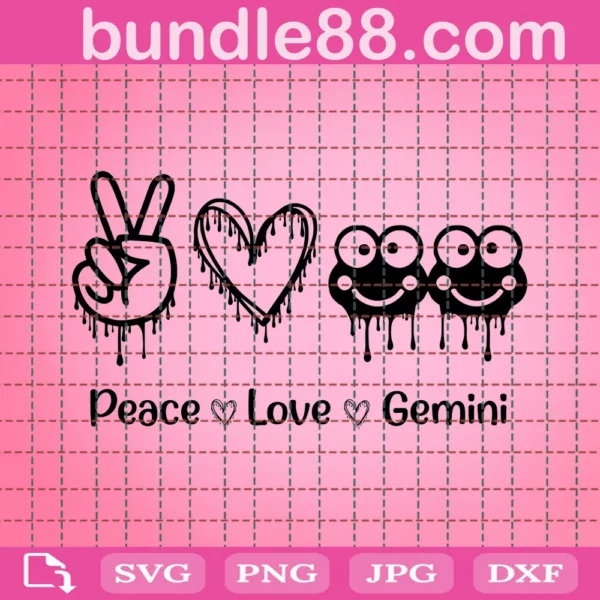 Gemini Svg, Peace Love Gemini Svg