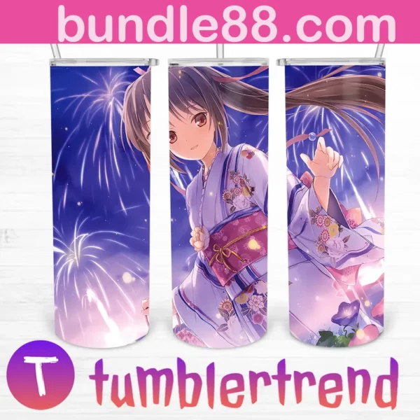 Girl In Kimono With Firework 20oz Skinny Tumbler